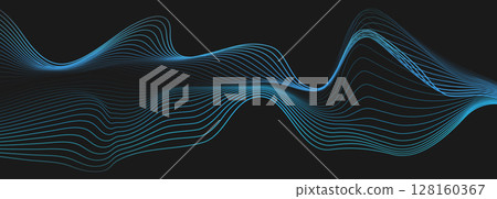 Background of blue lines. Colorful design of smooth shapes. Design for packaging design, music illustration, technology and creative ideas 128160367
