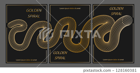 The golden spiral. A set of designs for a composite cover, banner, poster. Template for interior decoration, creative ideas, creativity and design The golden spiral. A set of designs for a composite cover, banner, poster. Template for interior decoration, creative ideas, creativity and design 128160381