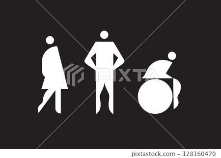 Wc signs male female inclusive black Wc signs male female inclusive black 128160470
