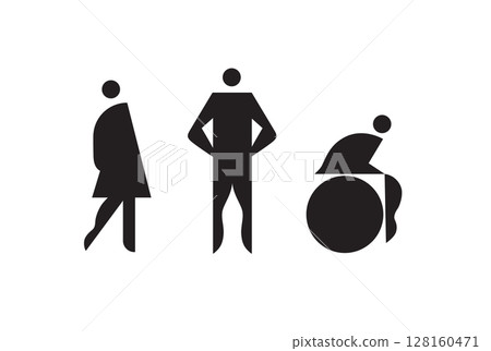 Wc signs male female inclusive white Wc signs male female inclusive white 128160471