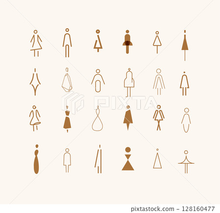 Female toilet icon set beige 128160477