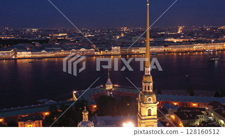 Aerial view of Peter and Paul Fortress in Russia 128160512