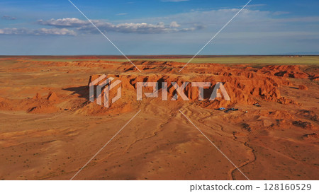 Bayanzag flaming cliffs at sunset in Mongolia 128160529