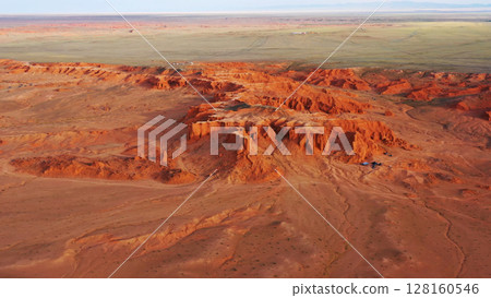 Bayanzag flaming cliffs at sunset in Mongolia Bayanzag flaming cliffs at sunset in Mongolia 128160546