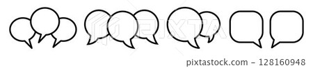 Set of Speech Bubbles template flat and line icons on transparent background, flat line design vector illustration, social media and communication concept 128160948