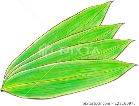 Four overlapping bamboo leaves 128160973