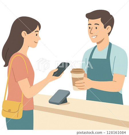 Young Woman Making Contactless 128161084