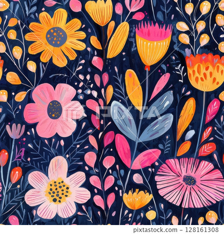 Vibrant Floral Pattern 128161308