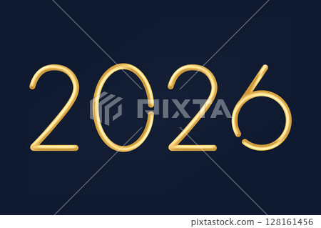 Minimal 3D gold numbers 2026 on dark elegant background Minimal 3D gold numbers 2026 on dark elegant background 128161456