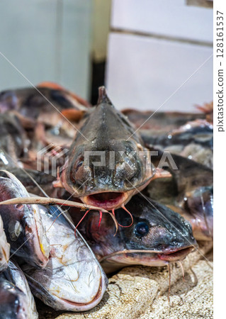 Fish and food market, Mercado Municipal at Soure in the Marajo Island at Para, Brazil 128161537