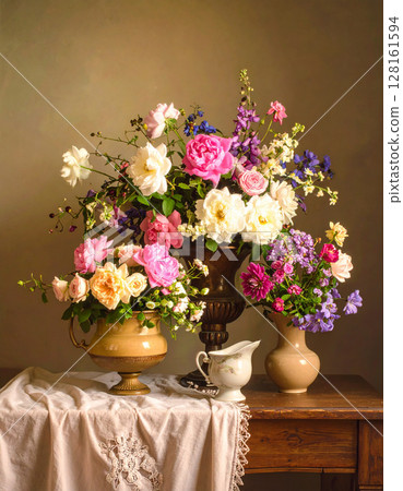 Tables with flowers Tables with flowers 128161594