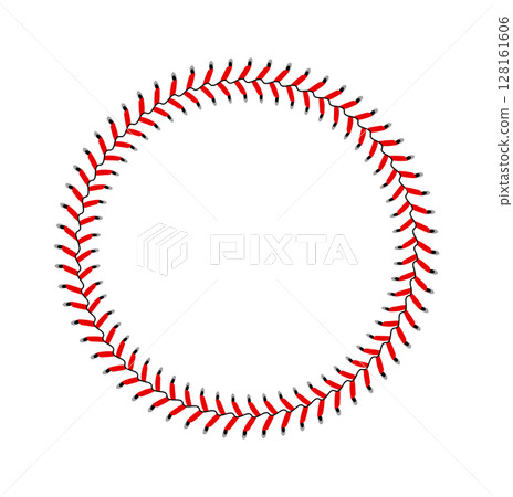 Abstract Circle frame made from red baseball stitch details. Vector illustration on white Abstract Circle frame made from red baseball stitch details. Vector illustration on white 128161606