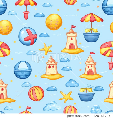 Seamless Summer Beach Pattern 128161703