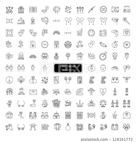 LGBT theme, 118 cute line vector icons LGBT theme, 118 cute line vector icons 128161772