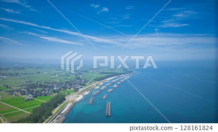 Coastline of Nyuzen town, Toyama prefecture, Japan during the rainy season Coastline of Nyuzen town, Toyama prefecture, Japan during the rainy season 128161824