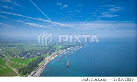 Coastline of Nyuzen town, Toyama prefecture, Japan during the rainy season Coastline of Nyuzen town, Toyama prefecture, Japan during the rainy season 128161826