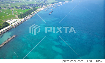 Coastline of Nyuzen town, Toyama prefecture, Japan during the rainy season 128161852