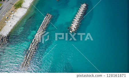 Coastline of Nyuzen town, Toyama prefecture, Japan during the rainy season 128161871