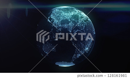 Planet Earth made of particles. Computer generated 3d render 128161981