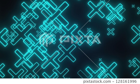 Glowing Cross Mark. Computer generated 3d render 128161996