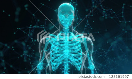 Human xray with connection dots. Computer generated 3d render Human xray with connection dots. Computer generated 3d render 128161997