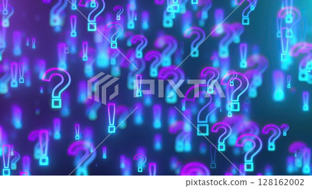 Glowing exclamation and question marks. Computer generated 3d render Glowing exclamation and question marks. Computer generated 3d render 128162002