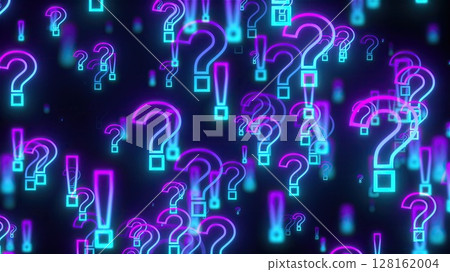Glowing exclamation and question marks. Computer generated 3d render Glowing exclamation and question marks. Computer generated 3d render 128162004