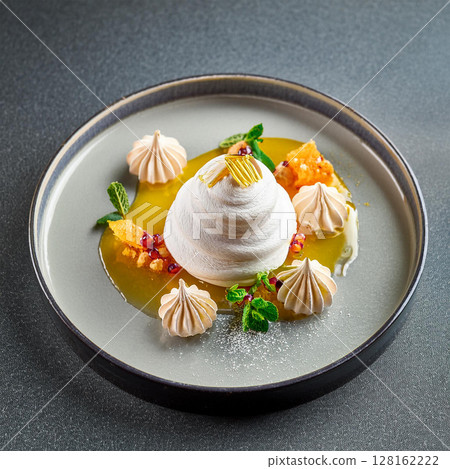 Artful Dessert Composition on Matte Gray 128162222