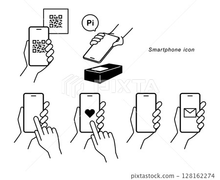 Smartphone smartphone cashless payment illustration set Smartphone smartphone cashless payment illustration set 128162274