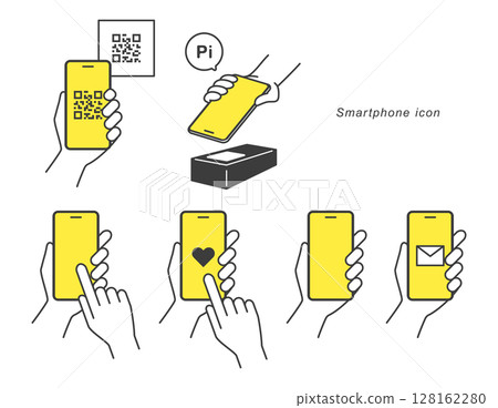 智慧型手機無現金支付插畫集 128162280