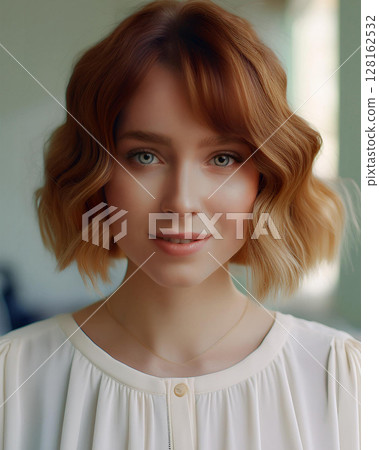 Elegant Young Woman with Warm Expression 128162532