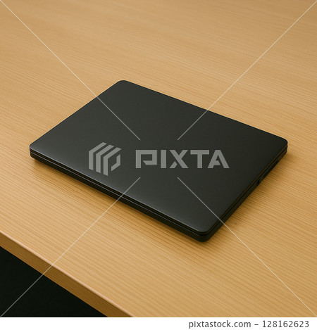 A laptop computer on a desk 128162623