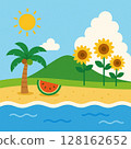夏日大海和向日葵 128162652