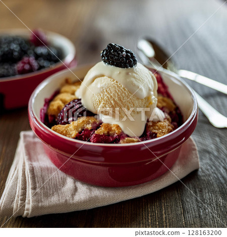 Rustic Berry Cobbler with Vanilla Ice Cream 128163200
