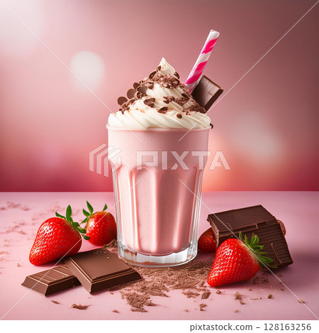 Irresistible Strawberry Milkshake with Chocolate Topping 128163256