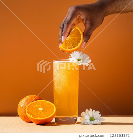 Refreshing Citrus Beverage with Floral Touch Refreshing Citrus Beverage with Floral Touch 128163371