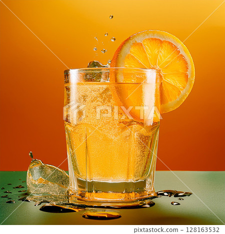 Iced Citrus Drink Refreshing Summer Vibes 128163532