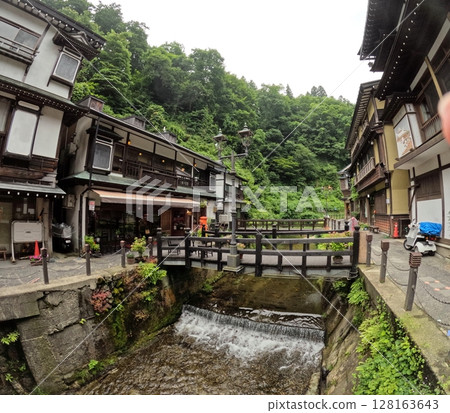 Ginzan hot spring in summer 128163643