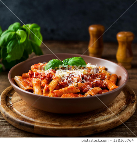 Delicious Rigatoni Pasta Bowl with Basil Delicious Rigatoni Pasta Bowl with Basil 128163764