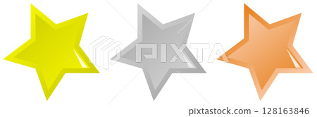 Gold, silver and bronze star illustrations representing rankings and ranks 128163846