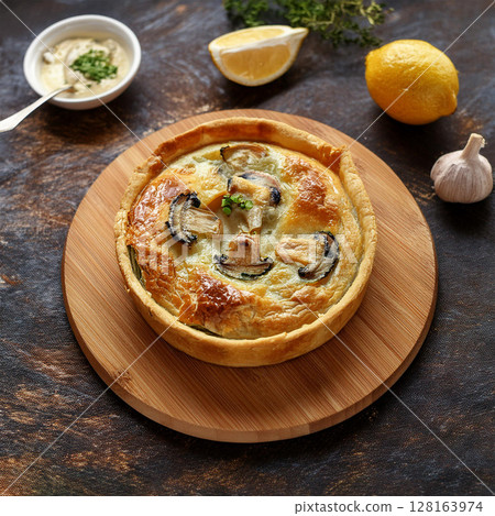 Rustic Savory Pie with Fresh Ingredients Rustic Savory Pie with Fresh Ingredients 128163974