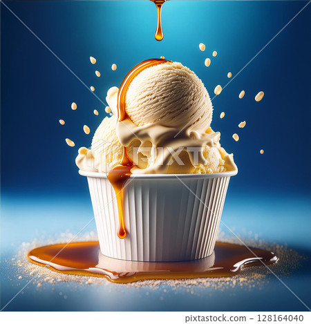 Overflowing Vanilla Ice Cream Delight 128164040