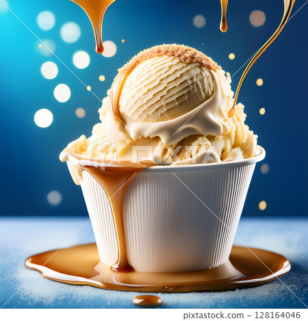 Overflowing Vanilla Ice Cream Delight Overflowing Vanilla Ice Cream Delight 128164046