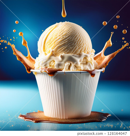 Overflowing Vanilla Ice Cream Delight 128164047