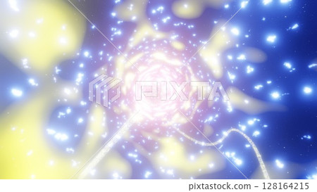 A trail of light running at incredible speed - A colorful light background 128164215