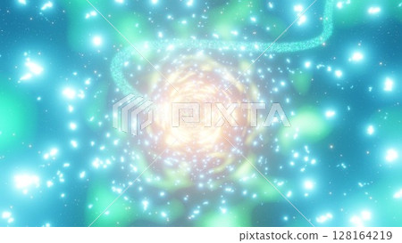 A trail of light running at incredible speed - A colorful light background 128164219