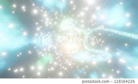 A trail of light running at incredible speed - A colorful light background 128164226