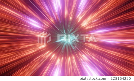 A trail of light running at incredible speed - A colorful light background 128164230