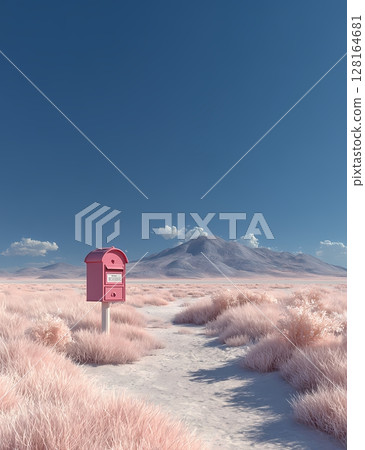Red mailbox outdoors 128164681