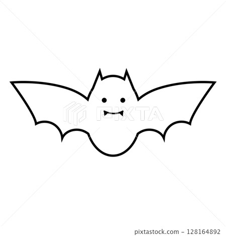 Simple bat white icon with face 128164892